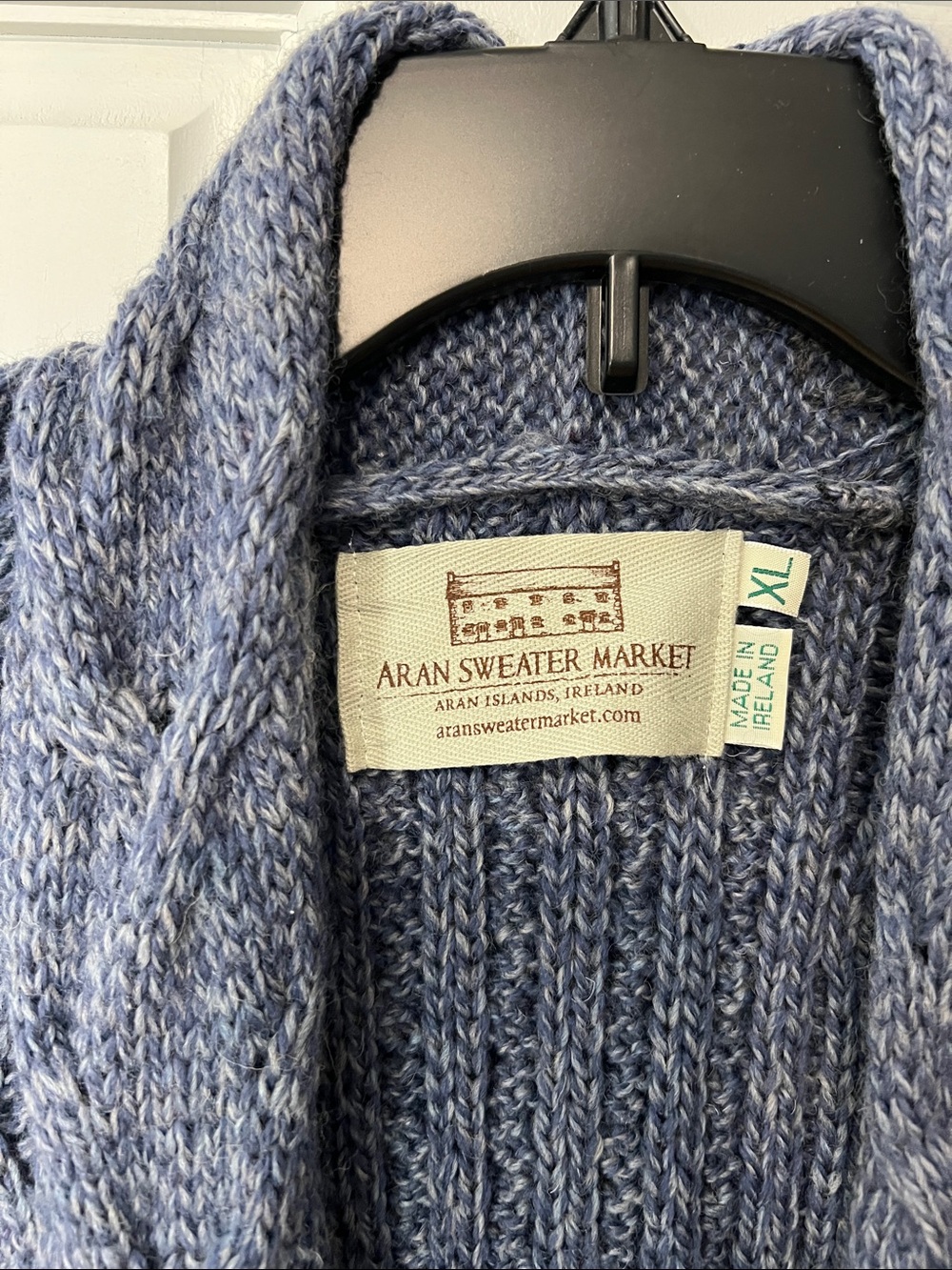Aran Sweater Market cable vest, Merino Wool, blue, Women’s XL made in Ireland - Picture 8 of 13